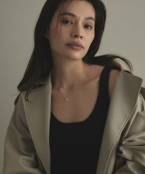 COCOSHNIK / ココシュニック ネックレス・ペンダント・チョーカー | K10【サステナブル】モアサナイトランダムパヴェスクエア ネックレス | 詳細9