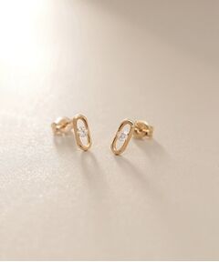 COCOSHNIK / ココシュニック ピアス・イヤリング | K18ダイヤモンド ロングカットアズキチェーン スタッドピアス