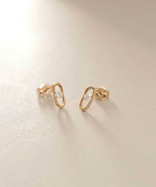 COCOSHNIK / ココシュニック ピアス・イヤリング | K18ダイヤモンド ロングカットアズキチェーン スタッドピアス | 詳細1