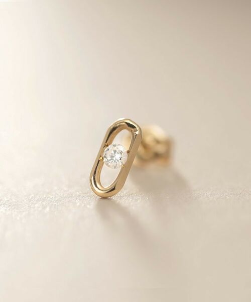 COCOSHNIK / ココシュニック ピアス・イヤリング | K18ダイヤモンド ロングカットアズキチェーン スタッドピアス | 詳細2