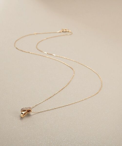 COCOSHNIK / ココシュニック ネックレス・ペンダント・チョーカー | K10ダイヤモンド アシンメトリークロス ネックレス | 詳細1