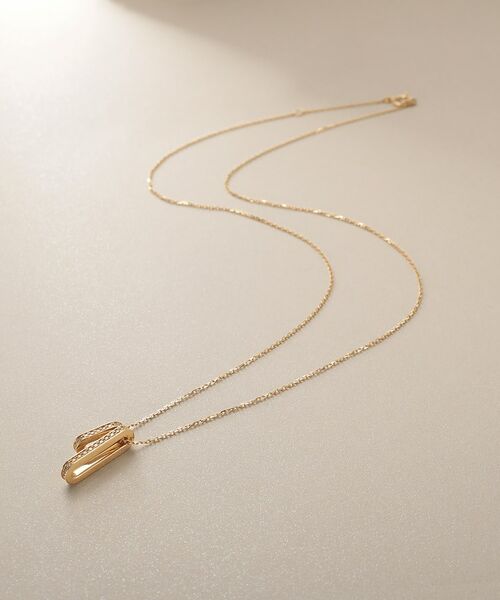 COCOSHNIK / ココシュニック ネックレス・ペンダント・チョーカー | K18ダイヤモンド ケーブルチェーンモチーフ ネックレス大 | 詳細1