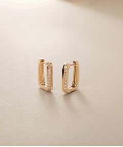 COCOSHNIK / ココシュニック ピアス・イヤリング | K10ダイヤモンド スクエア 中折れピアス