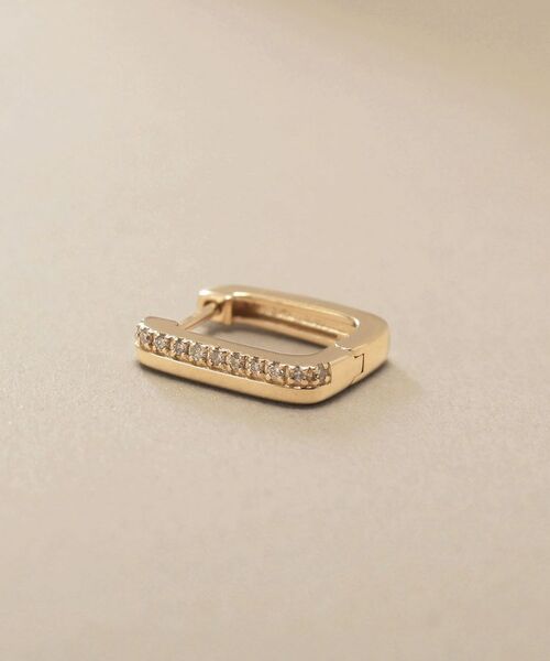 COCOSHNIK / ココシュニック ピアス・イヤリング | K10ダイヤモンド スクエア 中折れピアス | 詳細2