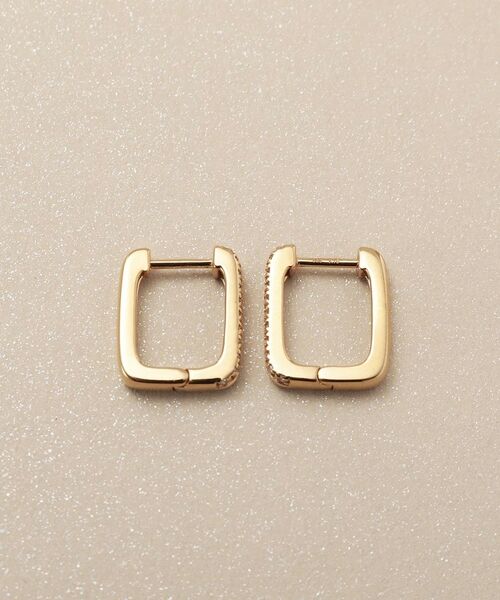 COCOSHNIK / ココシュニック ピアス・イヤリング | K10ダイヤモンド スクエア 中折れピアス | 詳細4