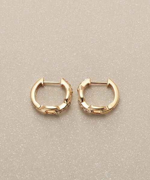 COCOSHNIK / ココシュニック ピアス・イヤリング | K10ダイヤモンド ケーブルチェーンモチーフ 中折れピアス | 詳細5