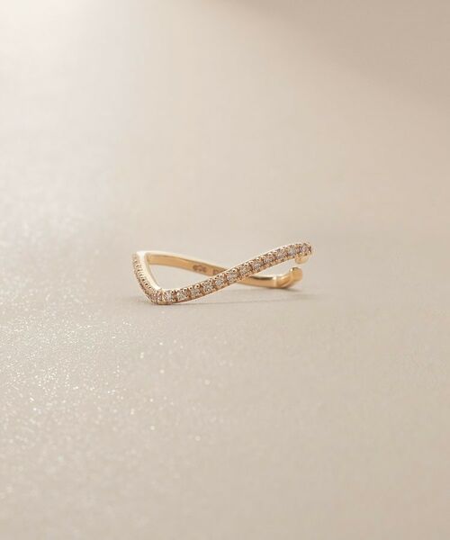 COCOSHNIK / ココシュニック ピアス・イヤリング | K10ダイヤモンド S字スクエア イヤーカフ | 詳細1