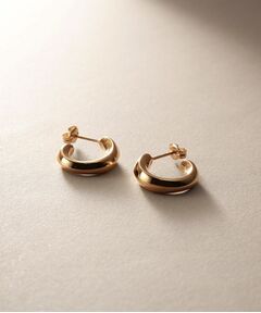 COCOSHNIK / ココシュニック ピアス・イヤリング | K10中空しのぎニュアンスフープ スタッドピアス