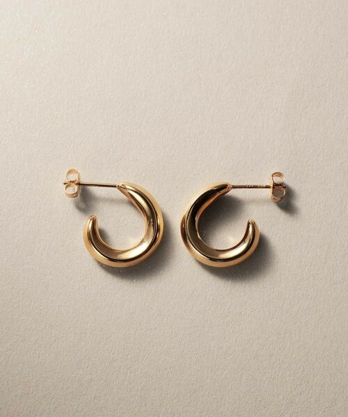 COCOSHNIK / ココシュニック ピアス・イヤリング | K10中空しのぎニュアンスフープ スタッドピアス | 詳細3