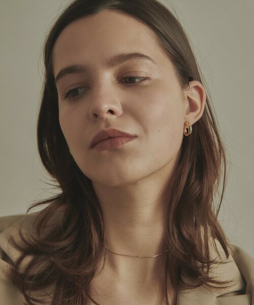 COCOSHNIK / ココシュニック ピアス・イヤリング | K10中空しのぎニュアンスフープ スタッドピアス | 詳細7