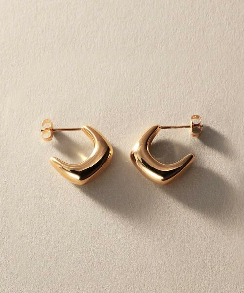COCOSHNIK / ココシュニック ピアス・イヤリング | K10中空スクエアニュアンスフープ スタッドピアス | 詳細3
