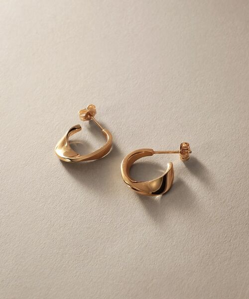 COCOSHNIK / ココシュニック ピアス・イヤリング | K10平甲ひねりフープ スタッドピアス | 詳細1
