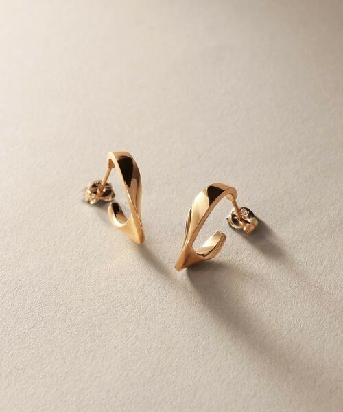 COCOSHNIK / ココシュニック ピアス・イヤリング | K10平甲ひねりフープ スタッドピアス | 詳細4