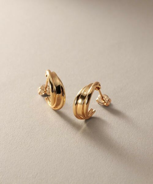 COCOSHNIK / ココシュニック ピアス・イヤリング | K10甲丸トリプルツイストフープ スタッドピアス小 | 詳細1