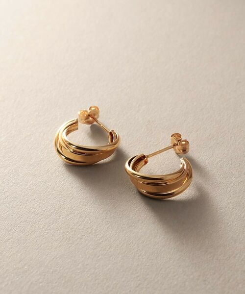 COCOSHNIK / ココシュニック ピアス・イヤリング | K10甲丸トリプルツイストフープ スタッドピアス小 | 詳細2