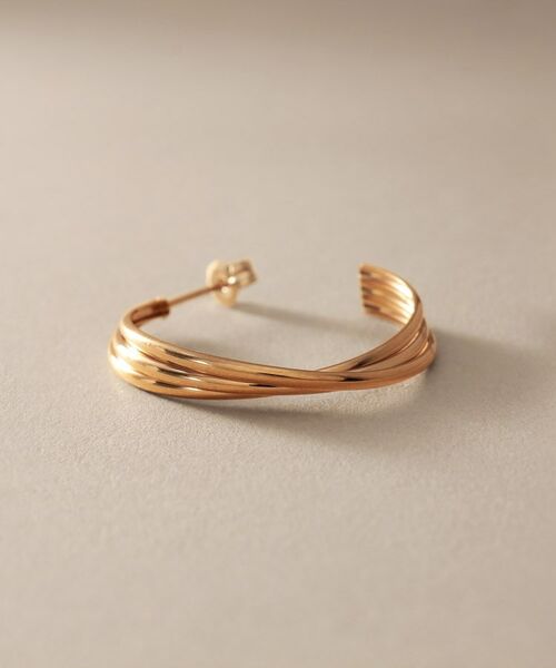 COCOSHNIK / ココシュニック ピアス・イヤリング | K10甲丸トリプルツイストフープ スタッドピアス大 | 詳細2