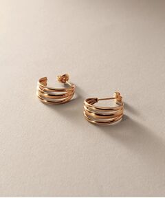 COCOSHNIK / ココシュニック ピアス・イヤリング | K10甲丸トリプルフープ ピアス