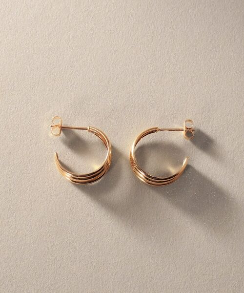 COCOSHNIK / ココシュニック ピアス・イヤリング | K10甲丸トリプルフープ ピアス | 詳細2