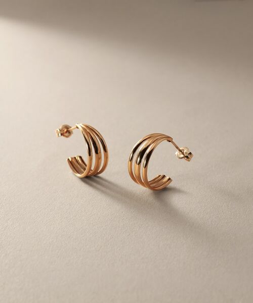 COCOSHNIK / ココシュニック ピアス・イヤリング | K10甲丸トリプルフープ ピアス | 詳細4