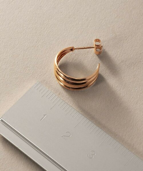 COCOSHNIK / ココシュニック ピアス・イヤリング | K10甲丸トリプルフープ ピアス | 詳細5