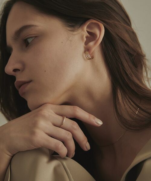 COCOSHNIK / ココシュニック ピアス・イヤリング | K10甲丸トリプルフープ ピアス | 詳細8