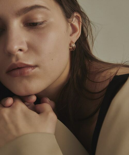 COCOSHNIK / ココシュニック ピアス・イヤリング | K10甲丸トリプルフープ ピアス | 詳細9