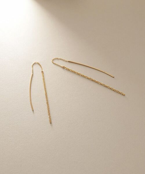 COCOSHNIK / ココシュニック ピアス・イヤリング | K10クリスクロスチェーンフリンジ ピアス | 詳細1