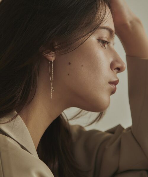 COCOSHNIK / ココシュニック ピアス・イヤリング | K10クリスクロスチェーンフリンジ ピアス | 詳細7