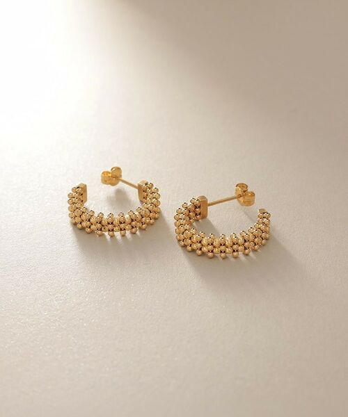 COCOSHNIK / ココシュニック ピアス・イヤリング | K18ハニーカットボールフープ スタッドピアス | 詳細1