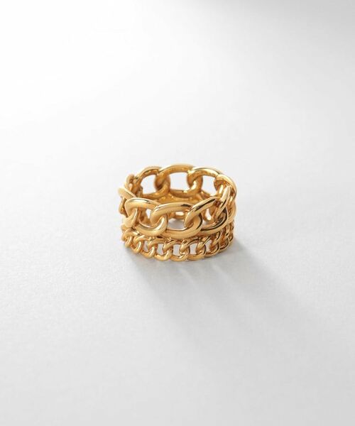 COCOSHNIK / ココシュニック リング | シルバー ダブルカーブチェーンモチーフリング GP | 詳細1