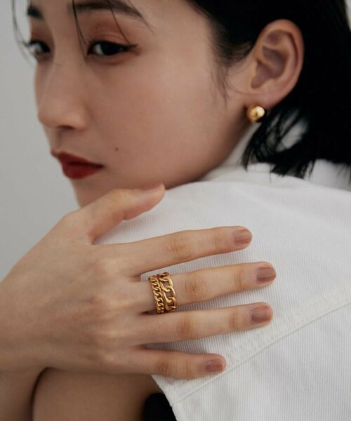 COCOSHNIK / ココシュニック リング | シルバー ダブルカーブチェーンモチーフリング GP | 詳細8