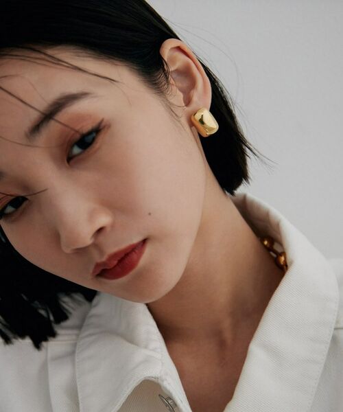 COCOSHNIK / ココシュニック ピアス・イヤリング | シルバー ホロウピアス ロングクッションシェイプ GP | 詳細12