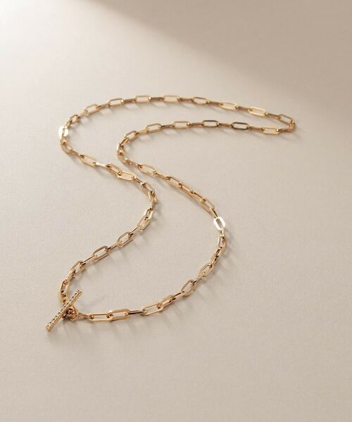 COCOSHNIK / ココシュニック ネックレス・ペンダント・チョーカー | K10ダイヤモンド 中空プリムダイヤバー ネックレス | 詳細1