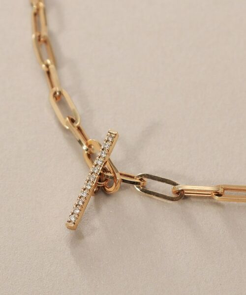 COCOSHNIK / ココシュニック ネックレス・ペンダント・チョーカー | K10ダイヤモンド 中空プリムダイヤバー ネックレス | 詳細2