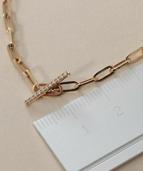 COCOSHNIK / ココシュニック ネックレス・ペンダント・チョーカー | K10ダイヤモンド 中空プリムダイヤバー ネックレス | 詳細5