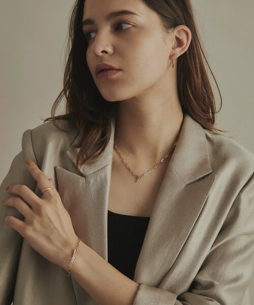 COCOSHNIK / ココシュニック ネックレス・ペンダント・チョーカー | K10ダイヤモンド 中空プリムダイヤバー ネックレス | 詳細7