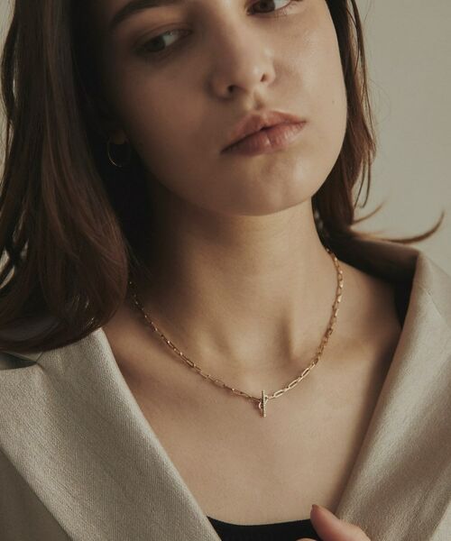 COCOSHNIK / ココシュニック ネックレス・ペンダント・チョーカー | K10ダイヤモンド 中空プリムダイヤバー ネックレス | 詳細8