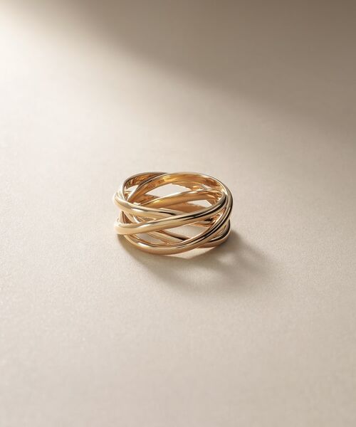 COCOSHNIK/ココシュニック K10ダブルXライン リング イエローゴールド(100) 14