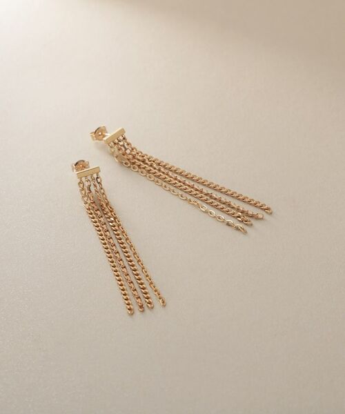 COCOSHNIK / ココシュニック ピアス・イヤリング | K10キヘイミックスチェーンフリンジ スタッズピアス | 詳細1