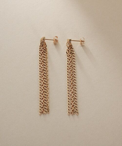 COCOSHNIK / ココシュニック ピアス・イヤリング | K10キヘイミックスチェーンフリンジ スタッズピアス | 詳細4