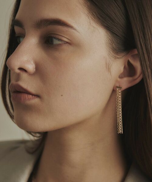 COCOSHNIK / ココシュニック ピアス・イヤリング | K10キヘイミックスチェーンフリンジ スタッズピアス | 詳細8