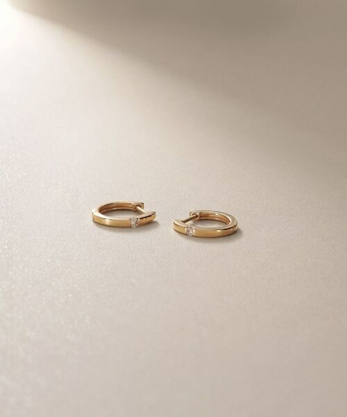 COCOSHNIK / ココシュニック ピアス・イヤリング | K10ダイヤモンド 平打ち 中折れピアス | 詳細1