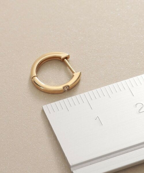 K10ダイヤモンド 平打ち 中折れピアス （ピアス・イヤリング
