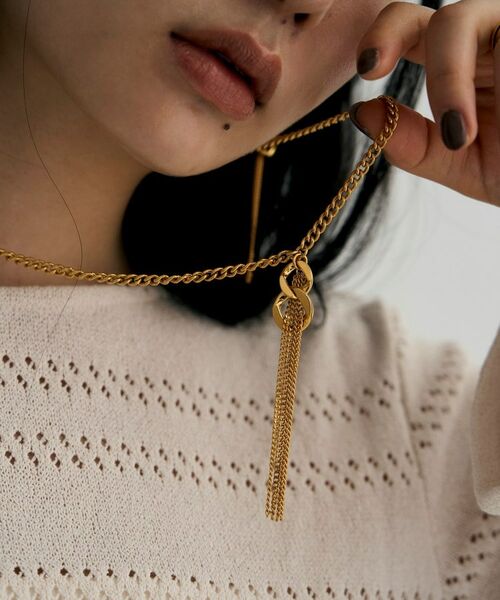 COCOSHNIK / ココシュニック ネックレス・ペンダント・チョーカー | シルバー カーブチェーンモチーフフリンジネックレス GP | 詳細10