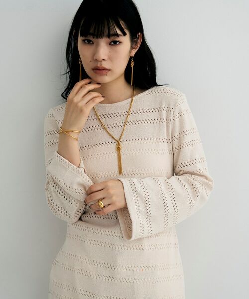 COCOSHNIK / ココシュニック ネックレス・ペンダント・チョーカー | シルバー カーブチェーンモチーフフリンジネックレス GP | 詳細8