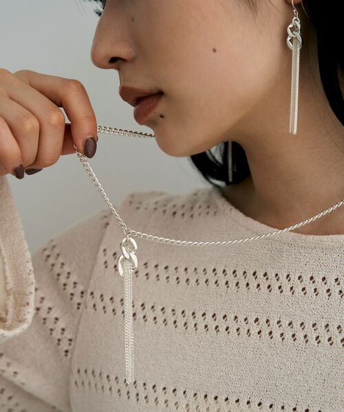 COCOSHNIK / ココシュニック ネックレス・ペンダント・チョーカー | シルバー カーブチェーンモチーフフリンジネックレス | 詳細9