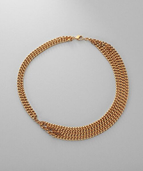 COCOSHNIK / ココシュニック ネックレス・ペンダント・チョーカー | シルバー カーブチェーンアシンメトリードレープネックレス GP | 詳細4