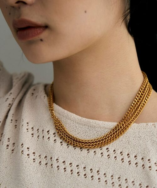 COCOSHNIK / ココシュニック ネックレス・ペンダント・チョーカー | シルバー カーブチェーンアシンメトリードレープネックレス GP | 詳細8