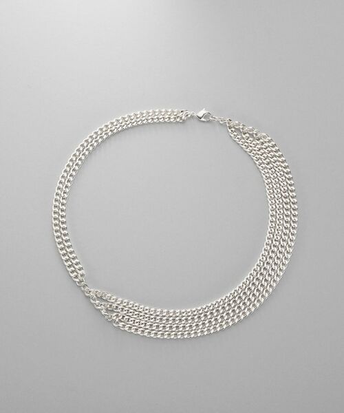 COCOSHNIK / ココシュニック ネックレス・ペンダント・チョーカー | シルバー カーブチェーンアシンメトリードレープネックレス | 詳細4