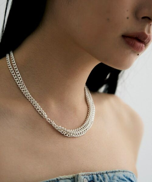 COCOSHNIK / ココシュニック ネックレス・ペンダント・チョーカー | シルバー カーブチェーンアシンメトリードレープネックレス | 詳細8